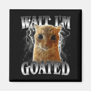 Wait i'm goated funny staring cat meme  magnet