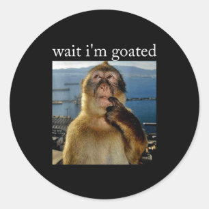 Wait I'm Goated Funny Thinking Monkey Meme Brainro Classic Round Sticker