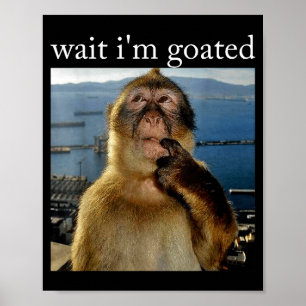 Wait I'm Goated Funny Thinking Monkey Meme Brainro Poster