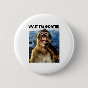 Wait I'm Goated Y2k Funny Thinking Monkey Meme Bra 6 Cm Round Badge