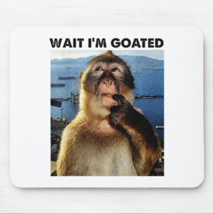 Wait I'm Goated Y2k Funny Thinking Monkey Meme Bra Mouse Pad