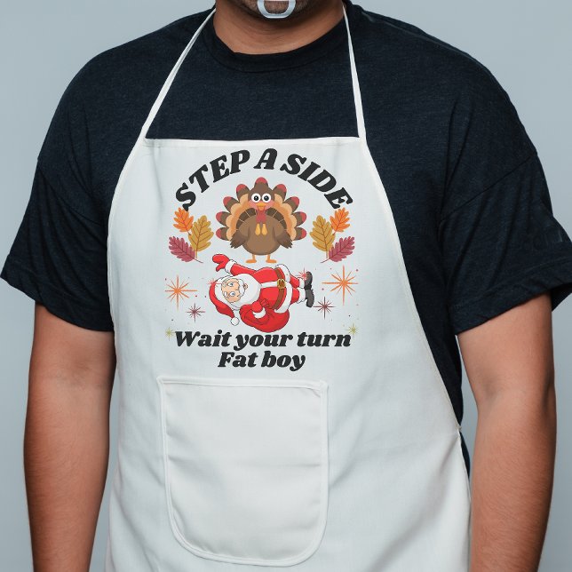 Wait Your Turn Fat Boy Funny Thanksgiving  Long Apron (Creator Uploaded)
