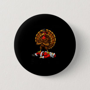 Wait Your Turn Fat Boy Turkey And Santa Sign  6 Cm Round Badge