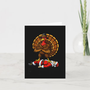 Wait Your Turn Fat Boy Turkey And Santa Sign  Card