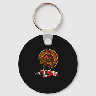 Wait Your Turn Fat Boy Turkey And Santa Sign Key Ring
