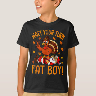 Wait Your Turn Funny Thanksgiving Turkey Santa Chr T-Shirt