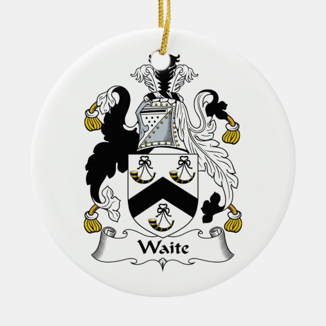 Waite Family Crest Ceramic Tree Decoration (Front)