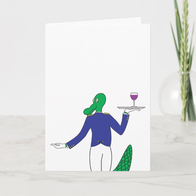 Waiter Gator Greeting Card (Front)