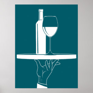 Waiter hand Cool White Lines Image Poster