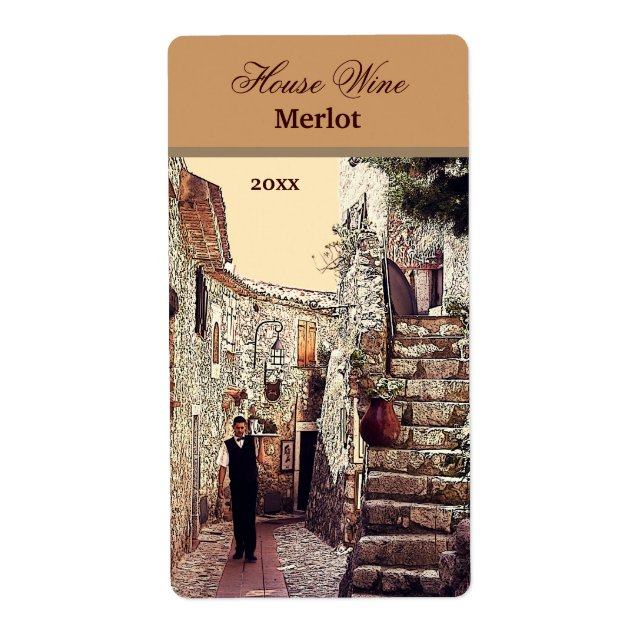 waiter in an old town wine label (Front)
