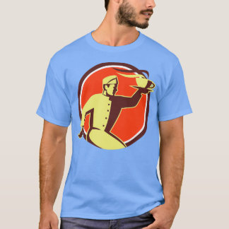 Waiter Serving Coffee Cup Retro T-Shirt