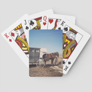 Waiting Amish Horse and Buggy Playing Cards