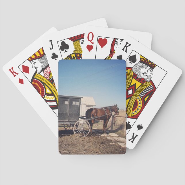 Waiting Amish Horse and Buggy Playing Cards (Back)