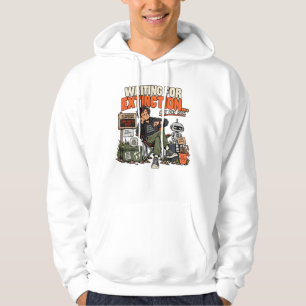 Waiting for AI Extinction funny design Hoodie