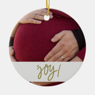 Waiting for Baby with Name and Due Date Christmas Ceramic Tree Decoration