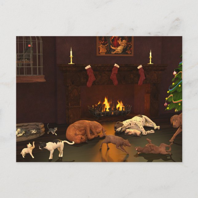 Waiting For Father Christmas Postcard (Front)