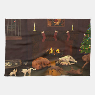 Waiting For Father Christmas Tea Towel