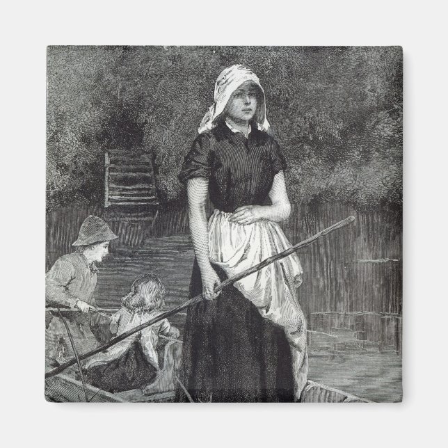 Waiting for Father, from 'Leisure Hour', 1888 Magnet (Front)