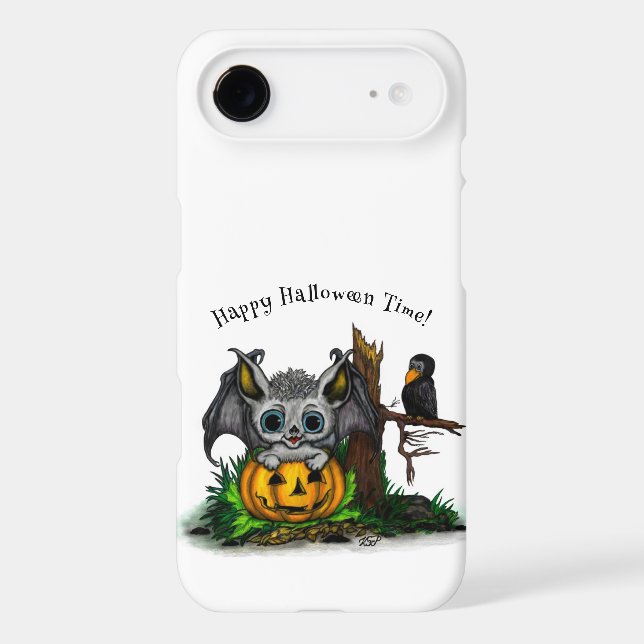 Waiting for Halloween , Cute Bat and Raven (Back)