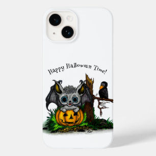 Waiting for Halloween , Cute Bat and Raven Case-Mate iPhone 14 Case