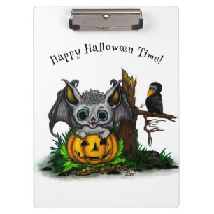 Waiting for Halloween , Cute Bat and Raven Clipboard