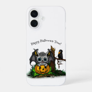 Waiting for Halloween , Cute Bat and Raven iPhone 16 Case