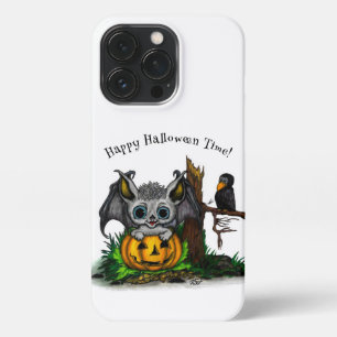 Waiting for Halloween , Cute Bat and Raven iPhone 13 Pro Case