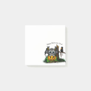 Waiting for Halloween , Cute Bat and Raven Post-it Notes