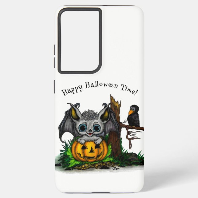 Waiting for Halloween , Cute Bat and Raven Samsung Galaxy S21+ Case (Back)