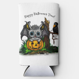 Waiting for Halloween , Cute Bat and Raven Seltzer Can Cooler