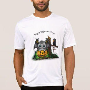 Waiting for Halloween , Cute Bat and Raven T-Shirt