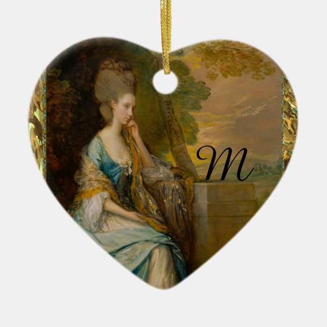 Waiting for Him Monogram Ceramic Tree Decoration (Front)