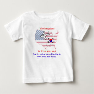 Waiting for my big sister - Korean Adoption Baby T-Shirt