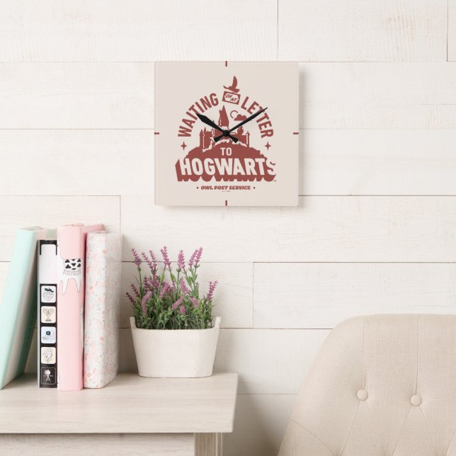 Waiting for my Letter to HOGWARTS™ Square Wall Clock (Reading Room)