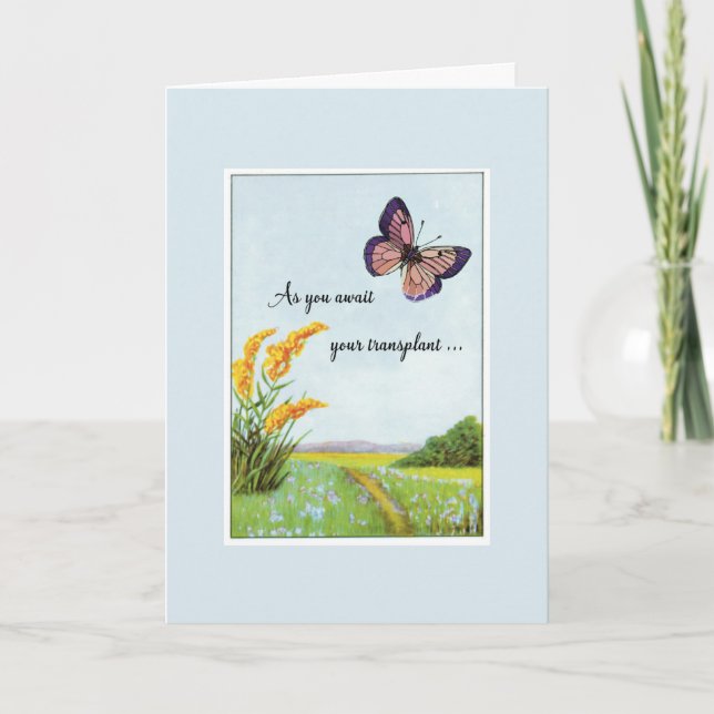 Waiting for Organ Transplant Support Butterfly Card (Front)