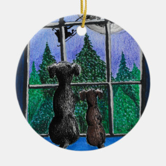 waiting for santa dog  ceramic tree decoration