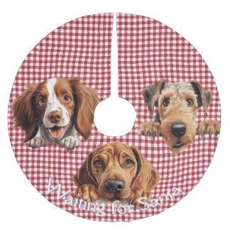 Waiting for Santa Dogs Brushed Polyester Tree Skirt
