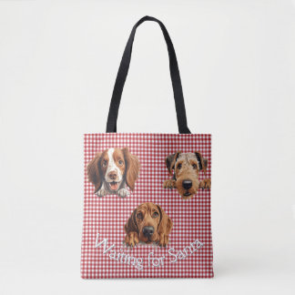 Waiting for Santa Dogs Tote Bag