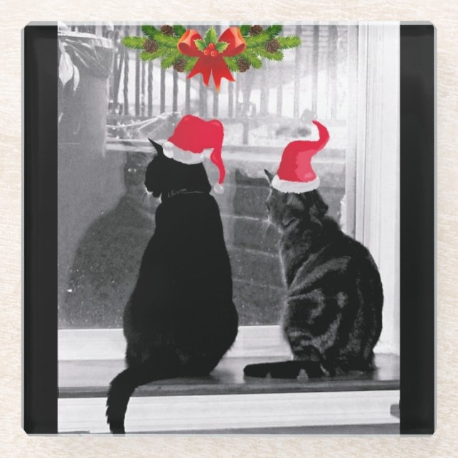 Waiting For Santa Glass Coaster (Front)