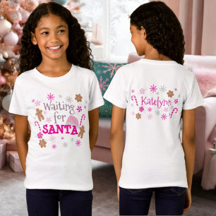 Waiting For Santa Hot Pink Christmas Candy Name T-Shirt