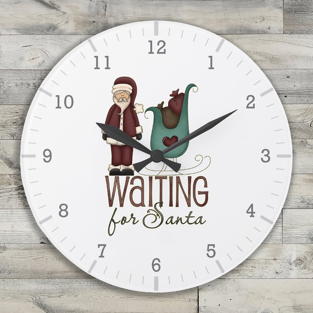 Waiting for Santa - Sleigh And Santa Large Clock (Waiting for Santa - Sleigh And Santa Large Clock)