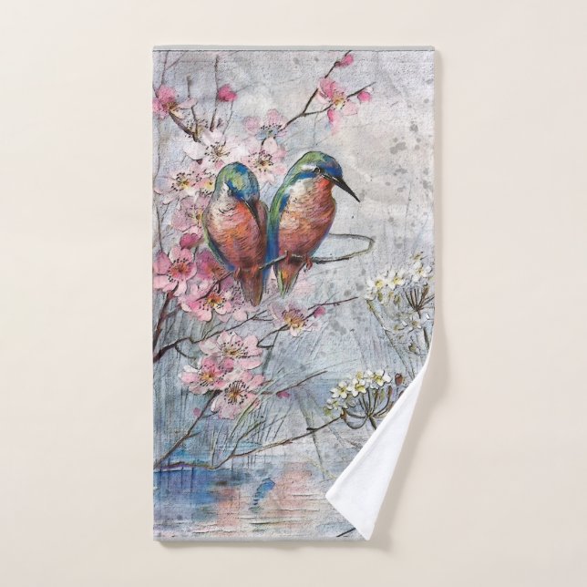 Waiting For Supper Kingfisher Bird   Hand Towel (Hand Towel)