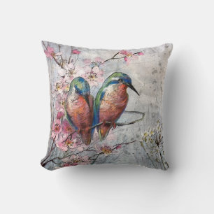 Waiting For Supper Kingfisher Birds Cushion