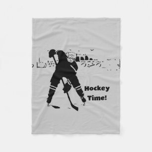Waiting for the Puck - Hockey Player Fleece Blanket
