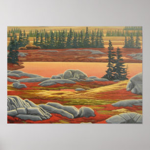 Waiting For Winter 2 Polar Bear Painting Print