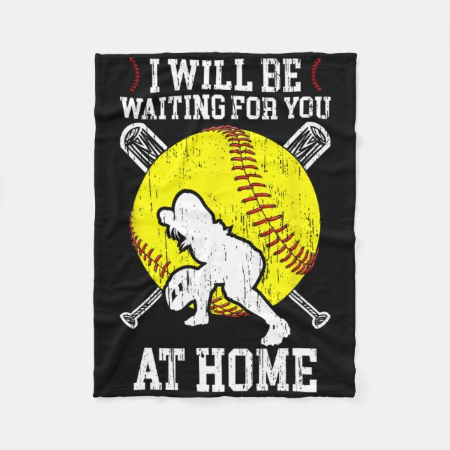 Waiting For You Girls Softll Catcher Softll Player Fleece Blanket (Front)