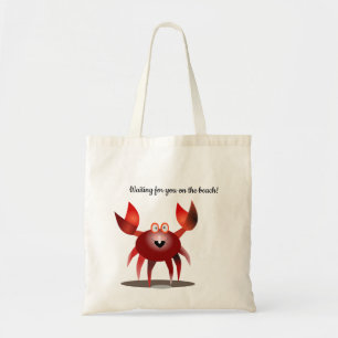 Waiting for you on the beach! Cute red crab Tote Bag