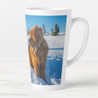 Waiting in the snow latte mug