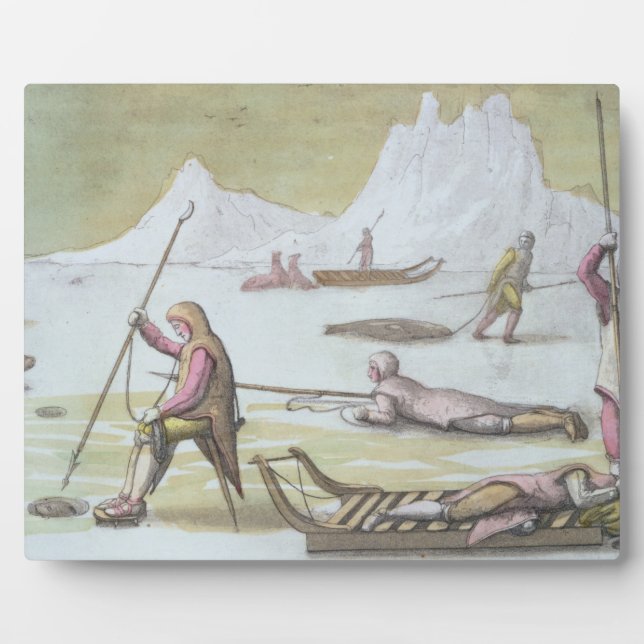 Waiting on the Ice, detail from Seal Hunting (colo Plaque (Front)