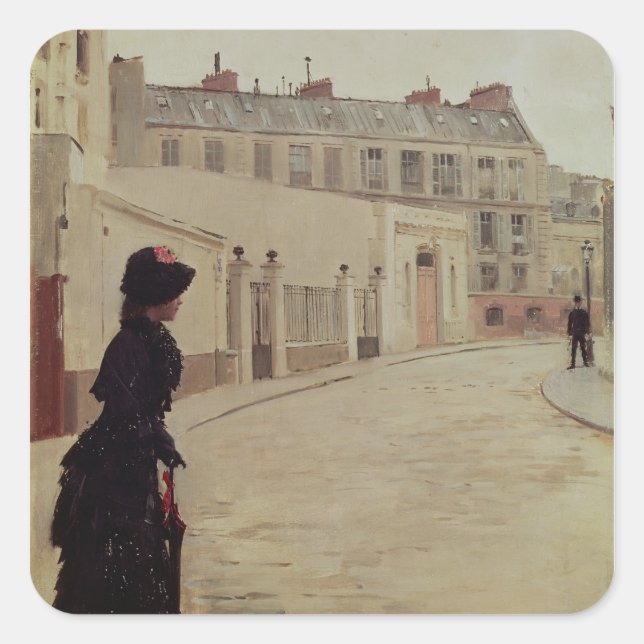 Waiting, Rue de Chateaubriand, Paris Square Sticker (Front)